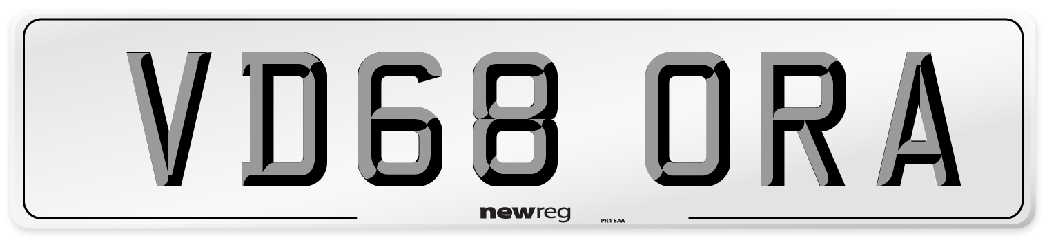 VD68 ORA Number Plate from New Reg